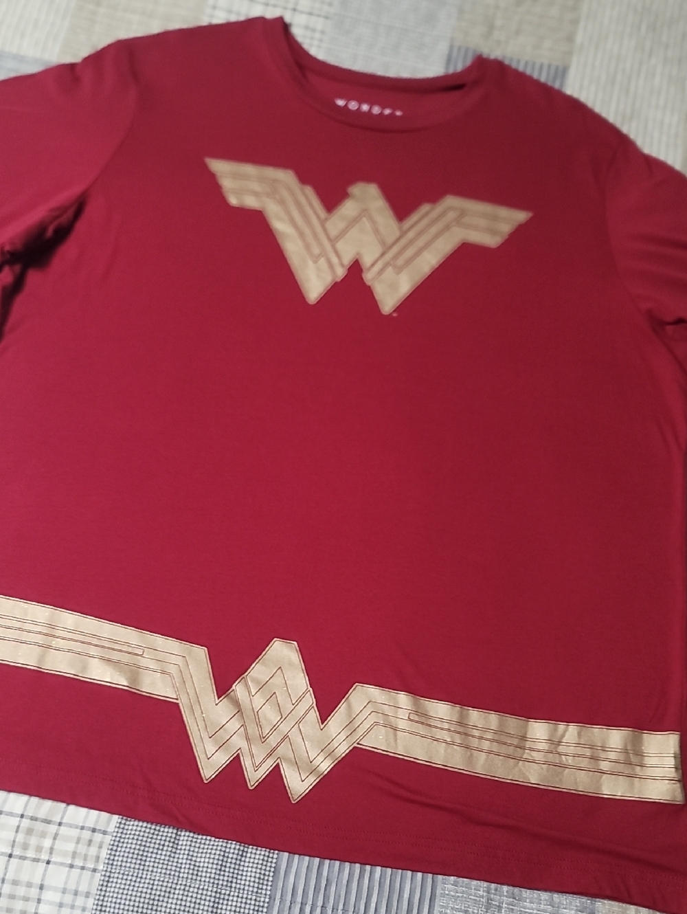 3/$20 Wonder Woman Red Graphic Tee with Gold Emblem